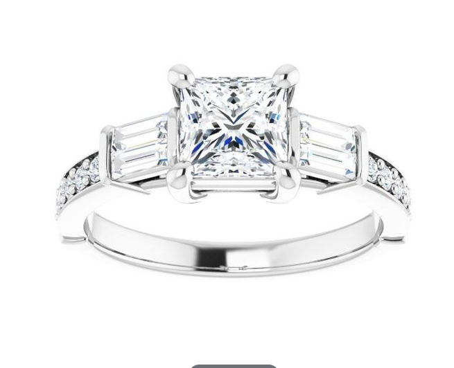 1.60ct Princess Cut Lab Diamond Engagement Ring in 14k White Gold-image