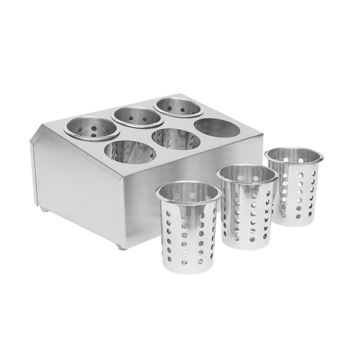 Commercial 6 Hole or 8 Hole Utensil Holder Organizer Stainless Steel Restaurant - Picture 12 of 41