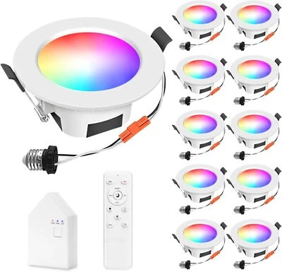 FVTLED 4inch Smart LED Recessed Downlight Lighting 9W RGBWC Dimmable Ceiling Lights US