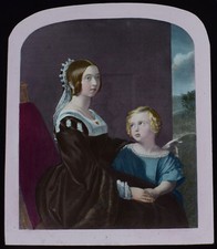 1845 HM QUEEN VICTORIA & THE PRINCE OF WALES C1890 ANTIQUE Magic Lantern Slide