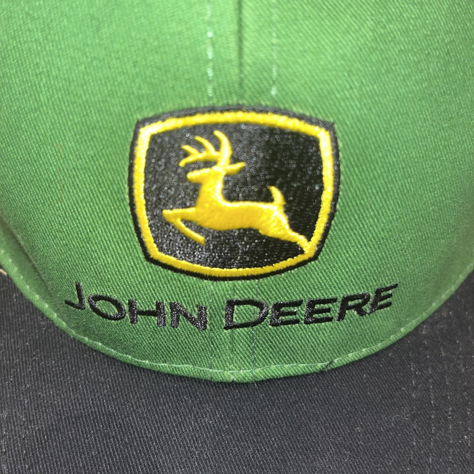 John Deere Snapback Black Patch Hat Cap Green Tra… - image 2