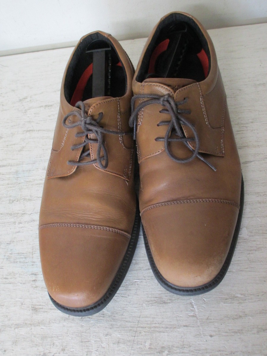 Men's Rockport Brown Soft Leather Oxford Dress Shoes Shock