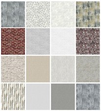 Wallpaper Modern Shiny Various Designs Brick Effect, Grey, Plain 3D, Slate,10m