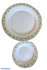 1 Noritake Princeton #6911 Dinner 10.5"  & 1 Bread & Butter 6" Plate Green Foral