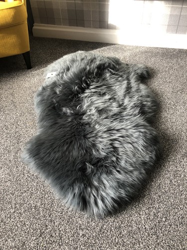 Genuine Real Sheepskin Rug Woolmark Grey Bedroom Floor Rug Gray Shades - Picture 10 of 14