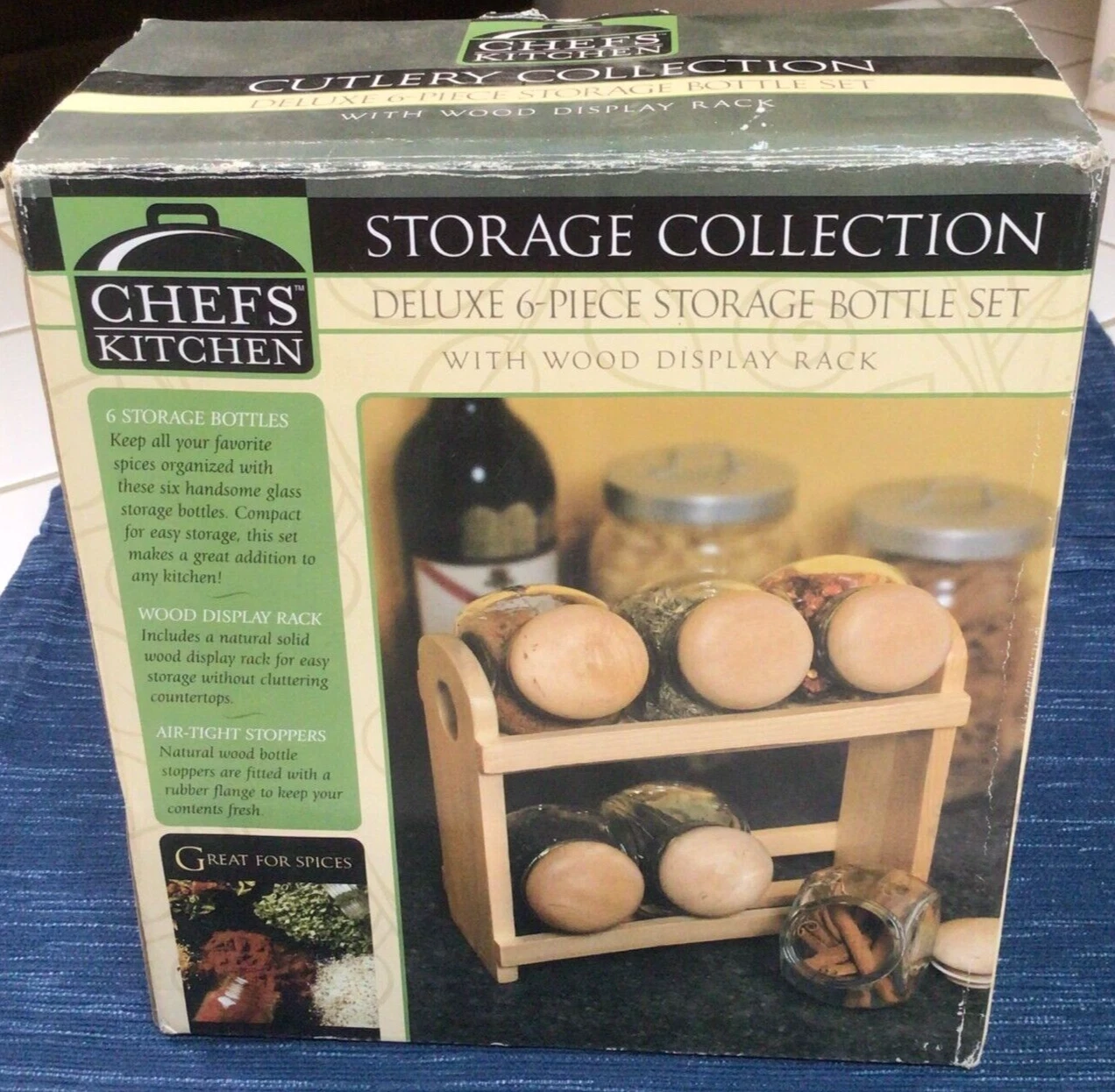 New Wood Spice Display Rack Organizer Shelf Storage Organizer 6 Glass Jars 890A