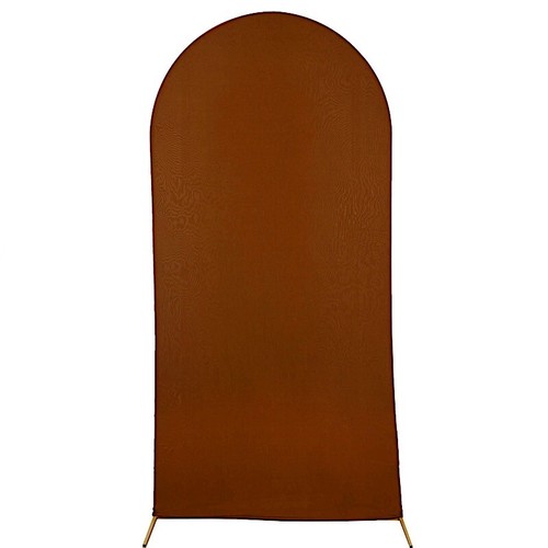 7 ft BROWN Matte Fitted Spandex Round Top Arch Backdrop STAND COVER Party Events - Picture 3 of 8