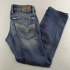 Salvage Buckle Mayhem Jeans Mens 29S (29x29) Blue Striaght Stretch Denim Biker