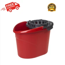 QuickWring Bucket, 2.5 Gallon Mop Bucket with Wringer, Red