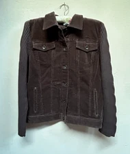 FDJ French Dressing Womens XL Corduroy Jacket Knit Sleeve Button Front Brown