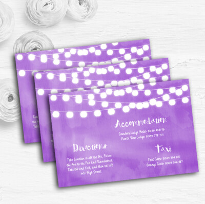 Lila und Lichter Aquarell personalisierte Hochzeit Gast Informationskarten