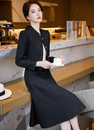 Elegant Women's Suit Blazer Set Jacket A-Line Midi Skirt Formal Office Size 2-16 - Picture 39 of 67