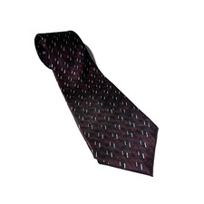 John Henry Men's Classic 100% Silk Necktie Maroon with Black/Silver Made in USA