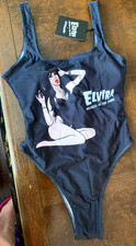 Elvira Mistress Of The Dark Womens Black One Piece Swimsuit Bats Size 3XL NWT