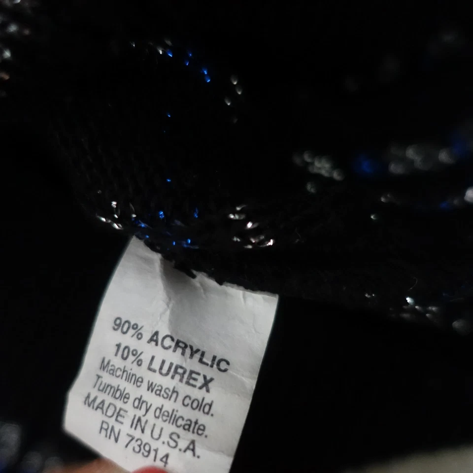 Alfred Dunner Sweater Womens Large Petite Blue Metallic Lurex Vintage 90s Retro - Image 3 of 4