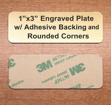 Custom Engraved 1" x 3" Brushed Gold Plate w/ Adhesive Plaque Sign Tag Nameplate