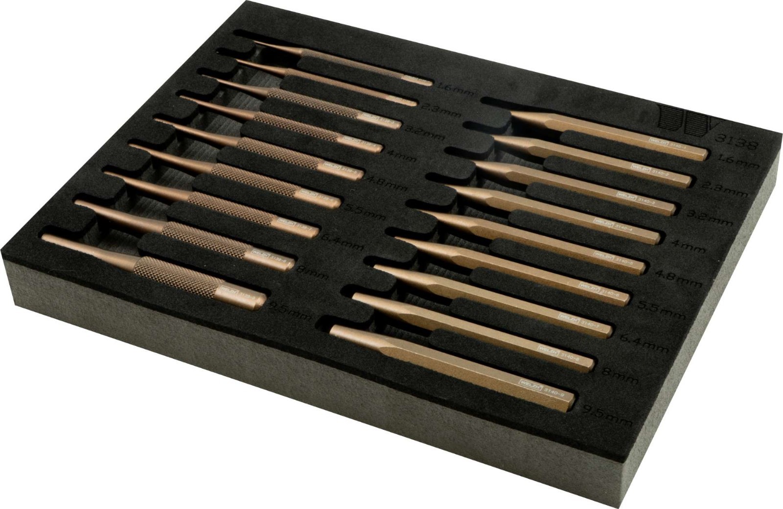Welzh Werkzeug Mini Pin Punch & Centre Punch Set 18 Piece 3138-WW
