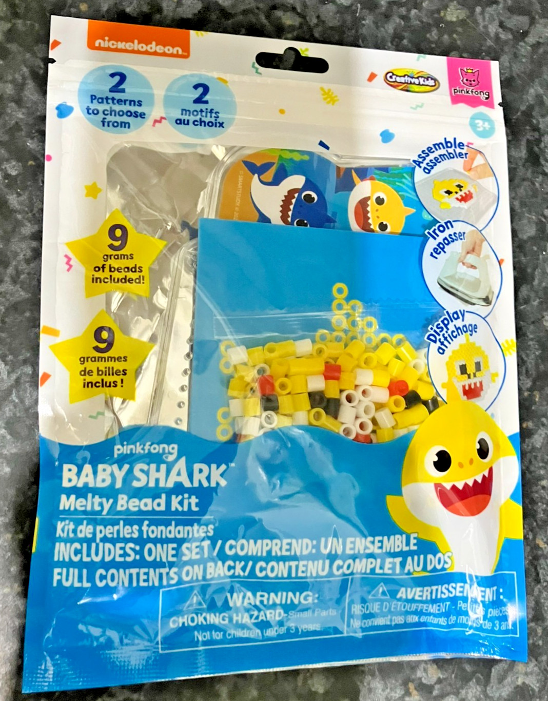 New Pinkfong Baby Shark Melty Bead Kit - Peg Board 150 Melty Beads Pattern Card