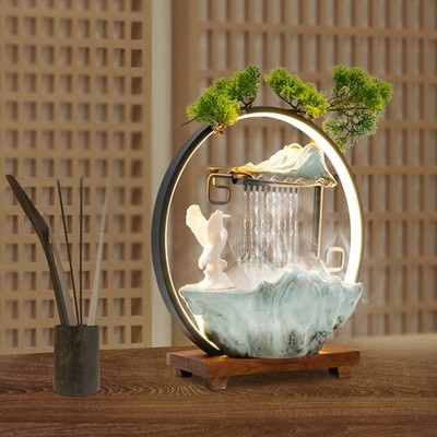 Tabletop Water Fountain Indoor Waterfall with LED Light Mist Desk Fountain 110V！
