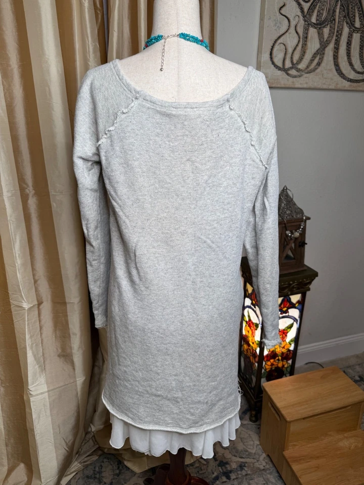 Sundance серый свитер платье слоистый кружевной кромки L Western фестиваль фея гранж - Изображение 2 из 4