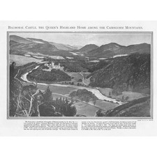 BALMORAL CASTLE Aberdeenshire - Antique Print 1900