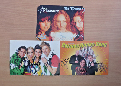 3 Autogrammkarten beFour Hermes House Band 4Pleasure