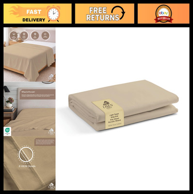 100% Cotton Percale King Flat Sheet - Crisp, Cool, Luxury Breathable Bedding, Li