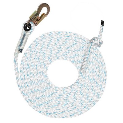 Pelican Rope 5/8'' x 25' Polyester Composite Vertical Lifeline Rope with Steel...