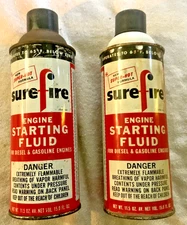 2 - Vintage can Sure Fire Surefire Engine Starting Fluid super hot formula