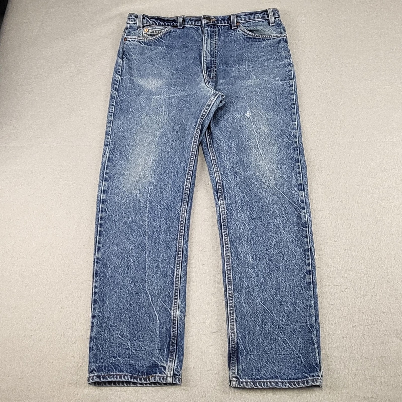 Vintage Levis 505 Jeans Mens 38x30 Blue Stone Wash Straight Leg Orange Tab USA