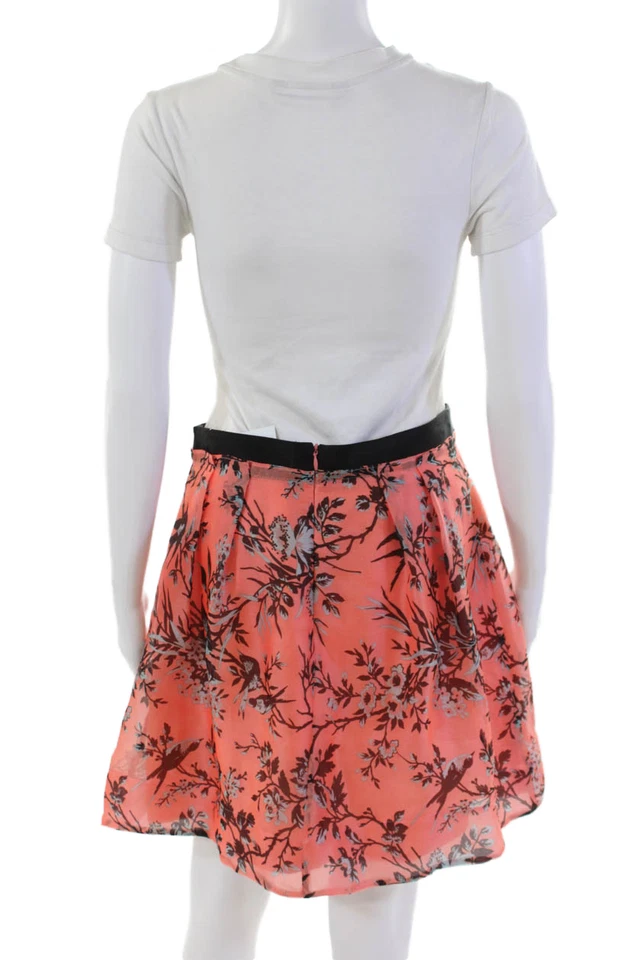 Minifalda Nanette Lepore para mujer con estampado de animales de seda plisada con cremallera rosa talla 6 Foto 3 de 4