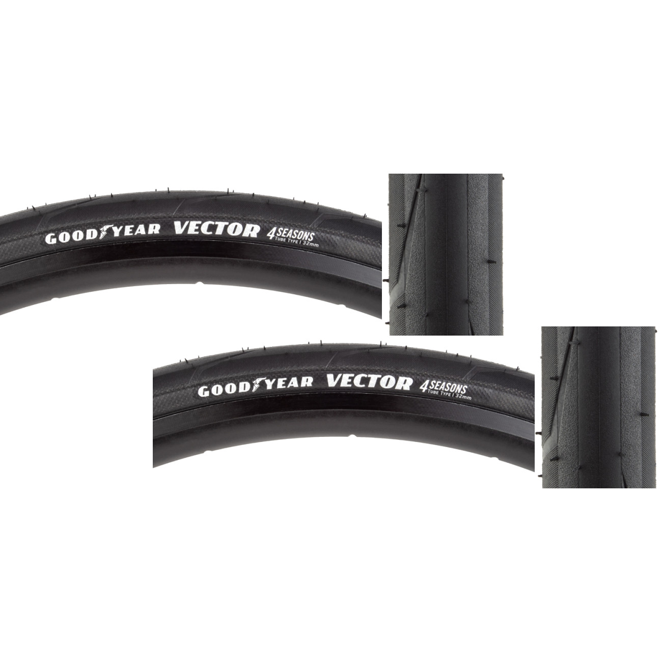 2 Pack Goodyear Vector 4Seasons Tire Black Dynamic Silica4 Compound 700 x 32