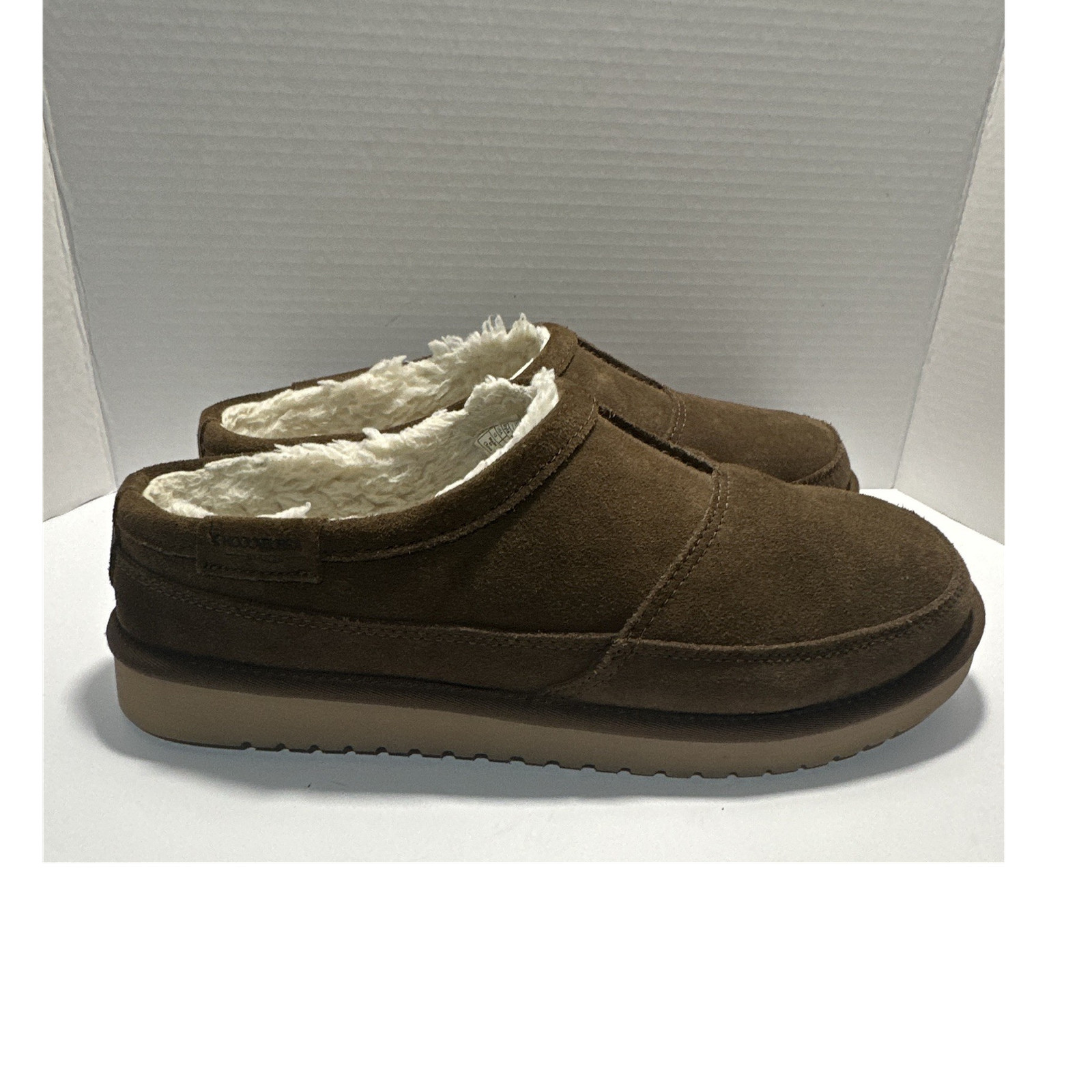 Koolaburra by UGG Men's Brown Suede Faux Fur Lined Slip-On Slippers 13