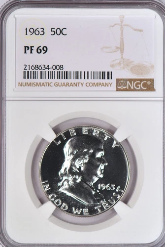 1963 Franklin Half Dollar Proof NGC PF 69 PR Gem Silver Coin 50C