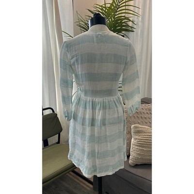 chinese dress ladies The Poet Dress in Green Striped Linen Green Striped Linen / 2024RES265 GSL / 3