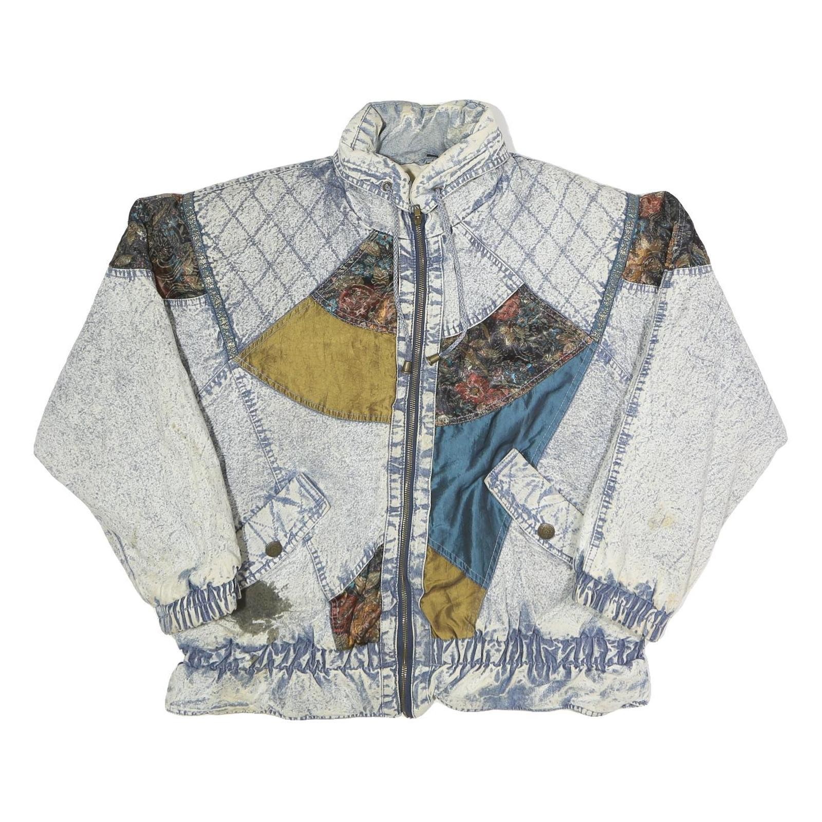 WEATHERED BLUES Womens Blue Patchwork Zip Cotton … - image 1