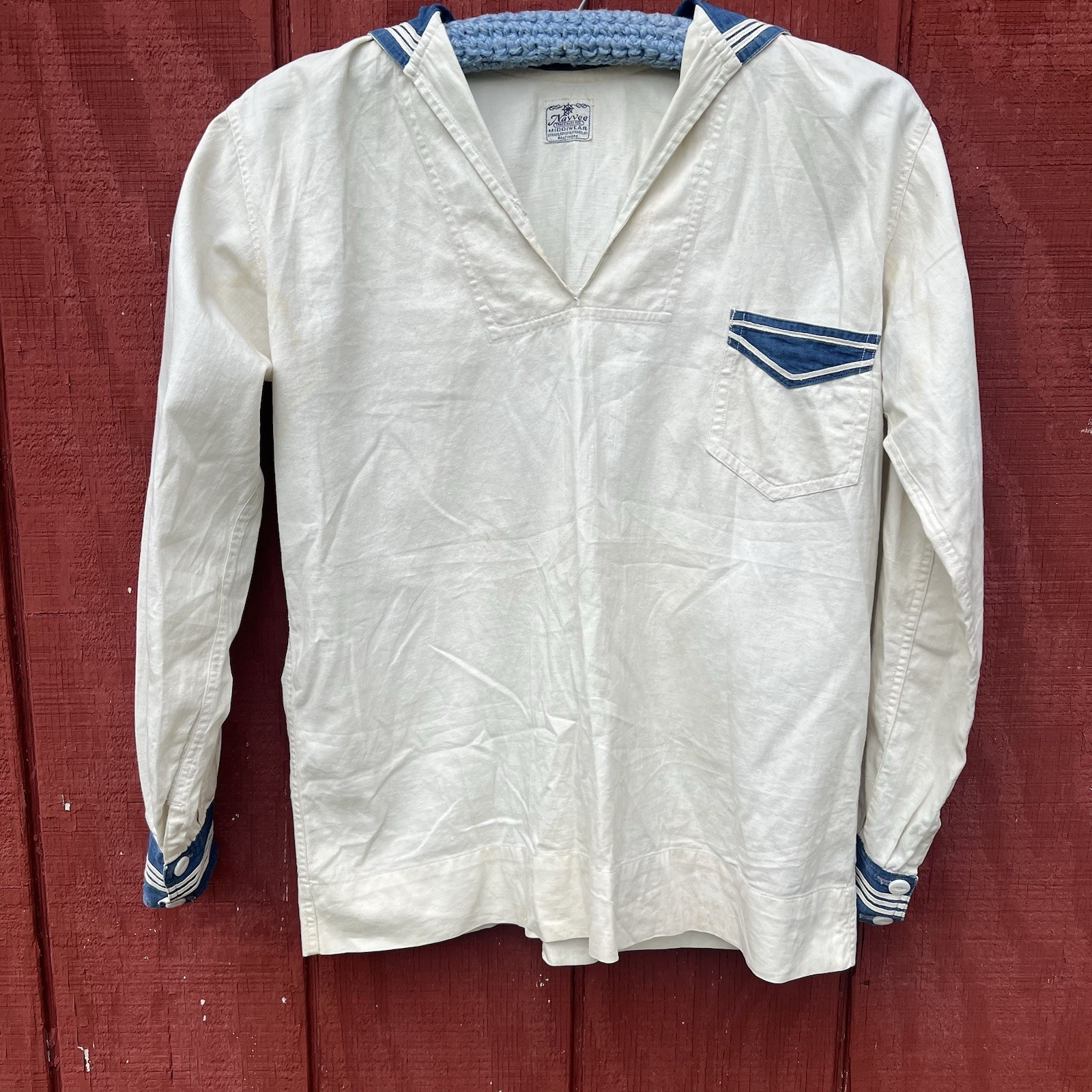 Rare Antique Early 1900s Nayvee Middiwear Cotton Blouse Sailor US Navy Work Wear
