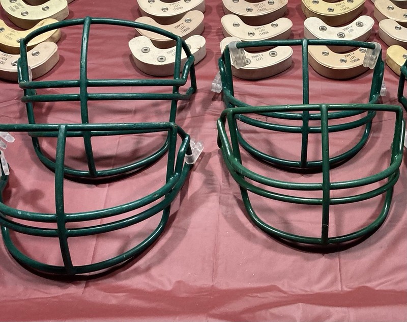 4 Green Vintage Football Helmet Facemasks Used 1990s Versions