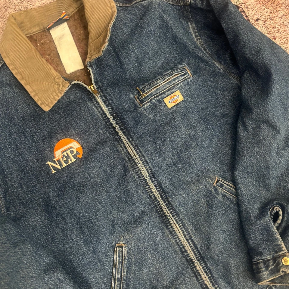 Jaqueta jeans vintage Dickies estilo Detroit cobertor forrado colarinho de veludo Workwea - Imagem 4 de 4