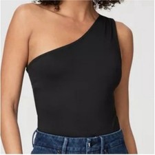NWOT Women s Paige Saveria One-Shoulder Bodysuit in Black SZ XL