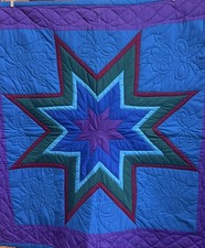 40x39 Amish Hand Stitched Lone Star Variation Quilt