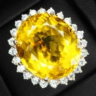 Glistening Golden Yellow Citrine 24.30Ct 925 Sterling Silver Rose Gold Rings