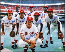 Big Red Machine Signed 16x20 Photo Rose Bench Perez Morgan Griffey 8 SIGS JSA