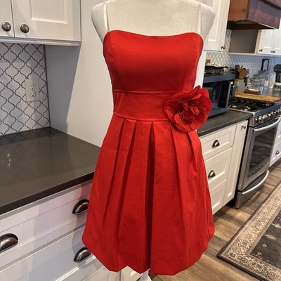 VTG Blondie Nites Stacy Skylar Red Taffeta Strapless Mini Dress Size 7 90s Y2K