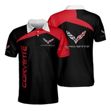 Custom Name Logo Top Men Corvette C7, Full Print 3D Black Men's Shirt Size S-5XL