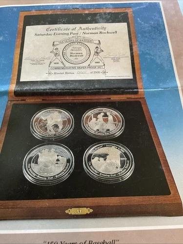 Norman Rockwell Commemorative Silver Proof Set (4) 5oz Silver Medallions (20) Oz
