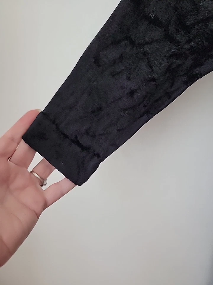 Винтажное черное бархатное платье размер 8 с ложным воротником на молнии сзади сделано в США Whimsigoth Goth Y2k 90-е - Изображение 4 из 4