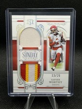 2025 National Treasures Xavier Worthy SUNDAY PATCH SILVER #’d 13/25 - Chiefs