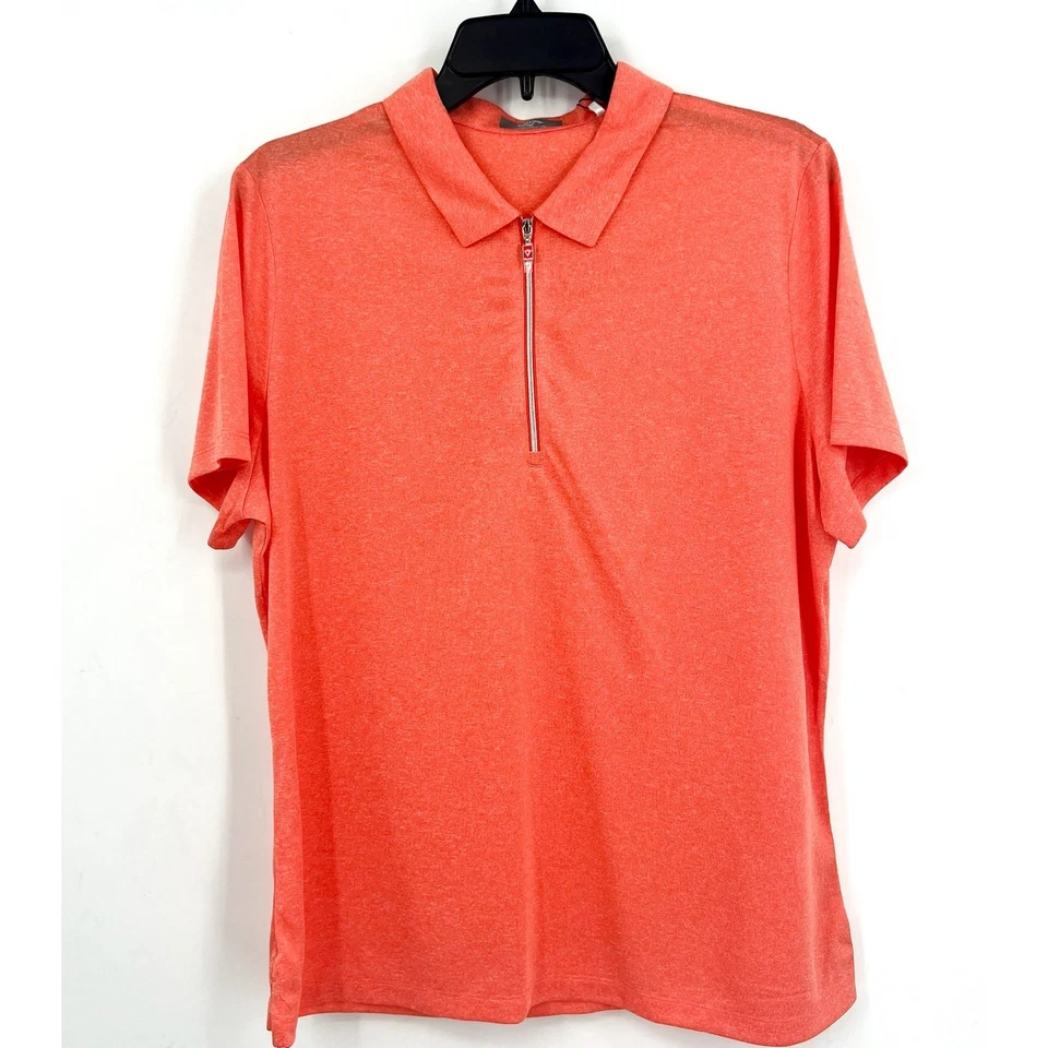 CALLAWAY Womens 1/4 Zip Golf Polo Shirt XL Orange Short Sleeve NWT Foto 2 de 4