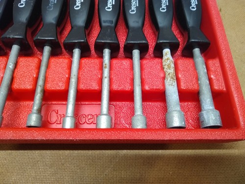 VTG 9pc Crescent Nut Driver Set 3/16" to 1/2" SAE Black Handle USA W/Case - Picture 5 of 9